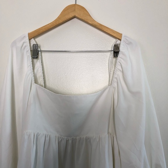 Amanda Uprichard White Darling Puff Sleeve Mini Dress Size XL - Picture 8 of 12
